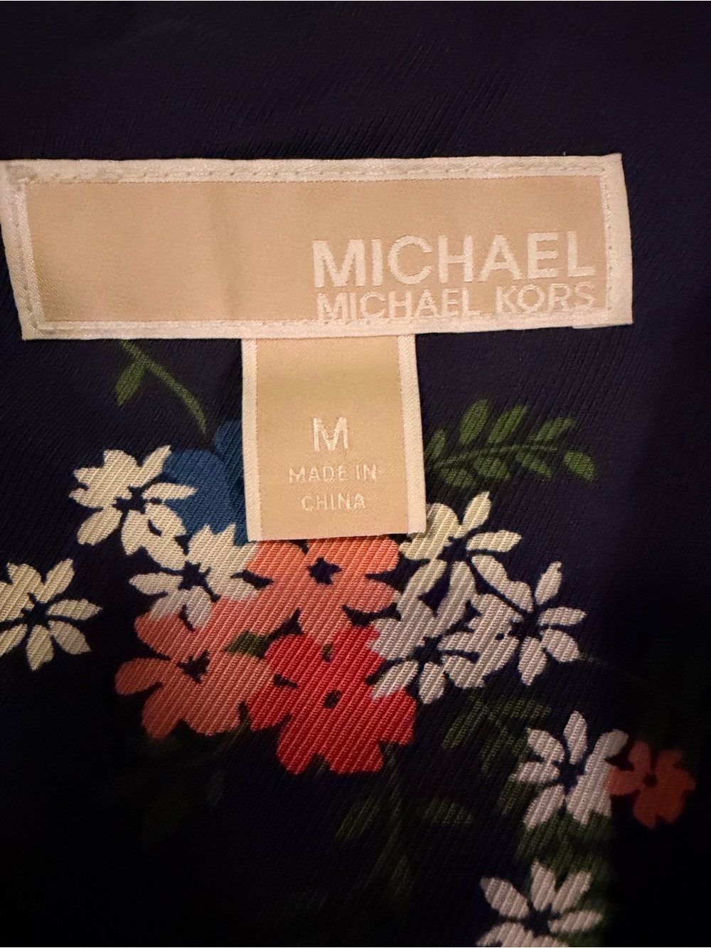 Michael Kors Navy Maxi Slip Dress with Coral & Blue Floral Print - Picture 3 of 3
